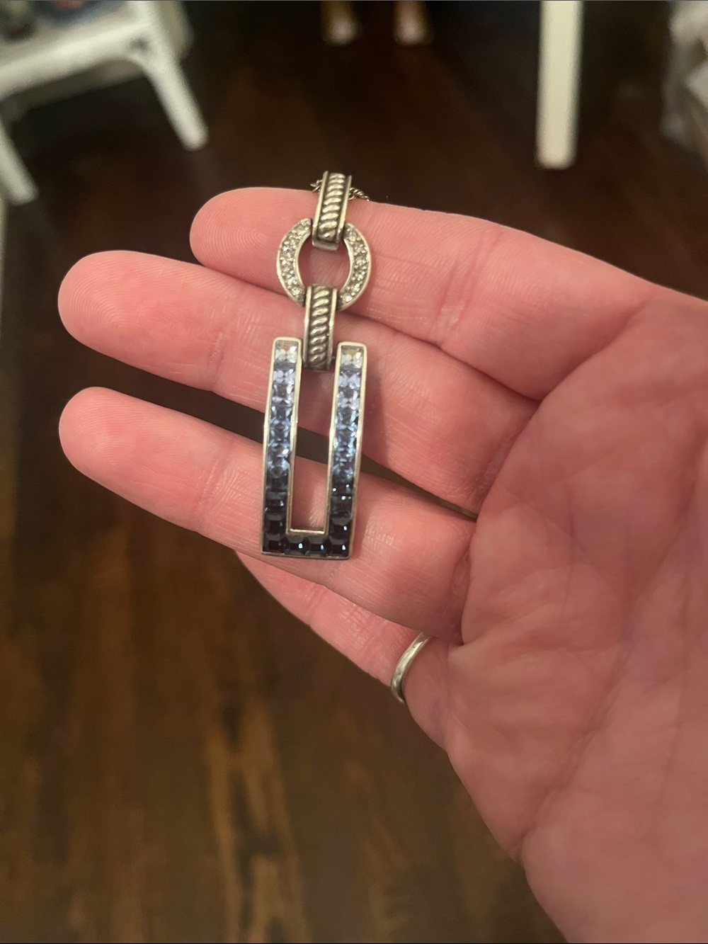 Brighton Spectrum Glam Silver Tone Crystal Pendant Necklace Retired
